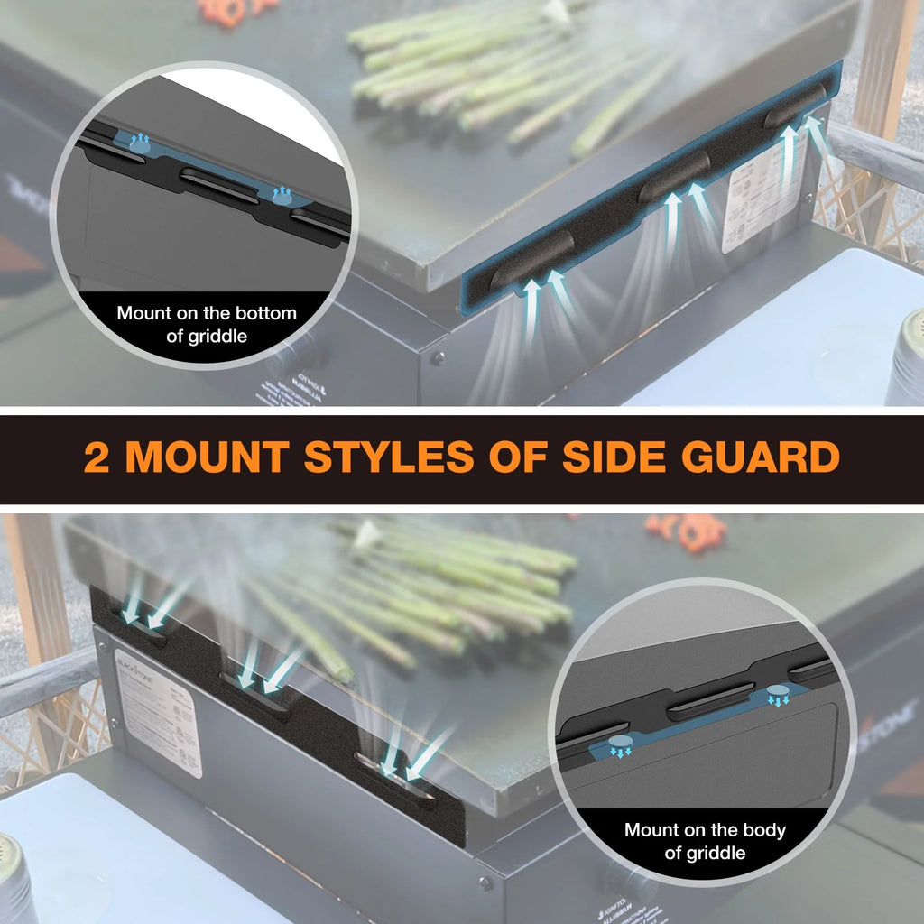 Stainless steel magnetic griddle lid and rear grease cup I26672