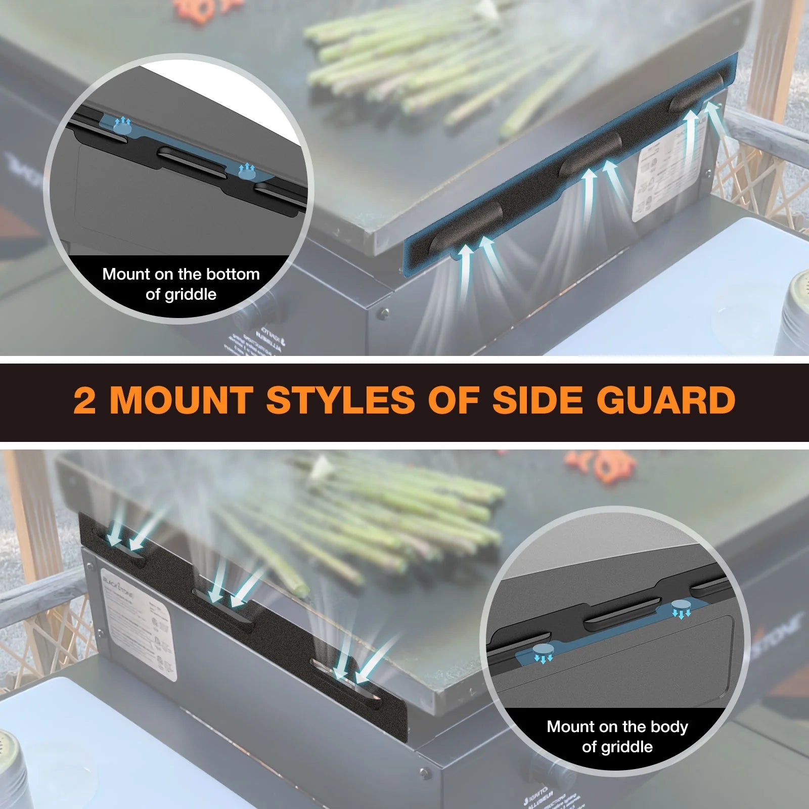 Stainless steel magnetic griddle lid and rear grease cup I26672