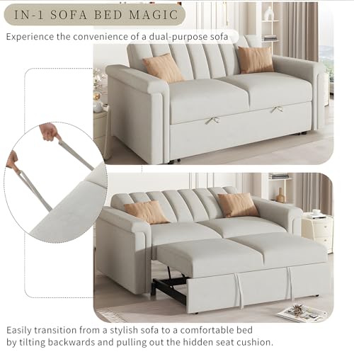 Gray Convertible Sofa Bed with Adjustable Backrest W145919