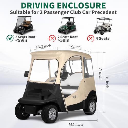 2 Passenger Waterproof Golf Cart Enclosure U736