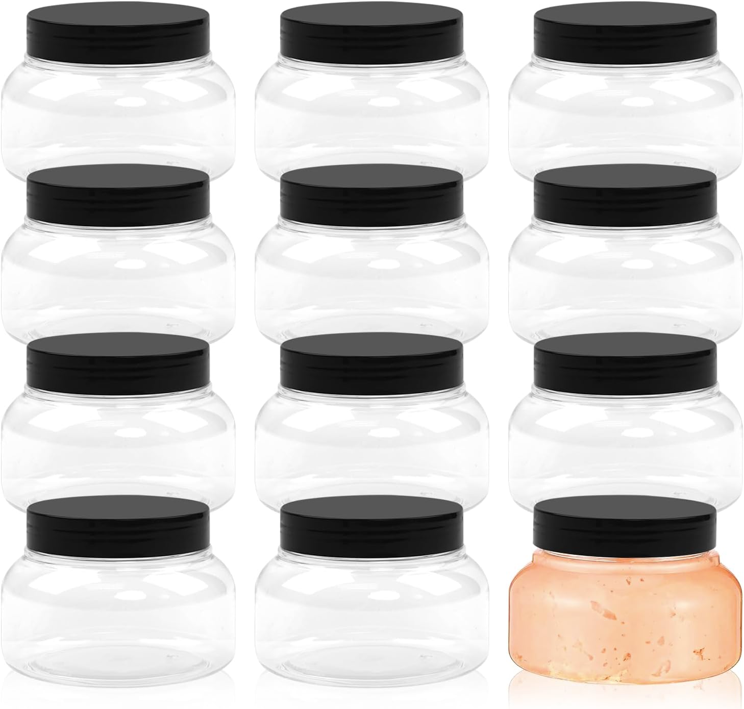 8 oz Clear Plastic Jars with Lids, Set of 12 X477765