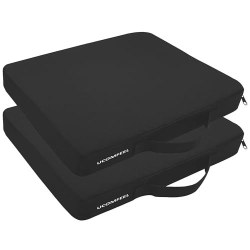 2 Inches Thick Waterproof Oxford Fabric Stadium Seat Cushions Set of 2 (Black) Y200
