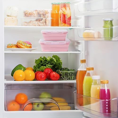 4 Pieces Collapsible Silicone Food Storage Containers with Airtight Lids H727