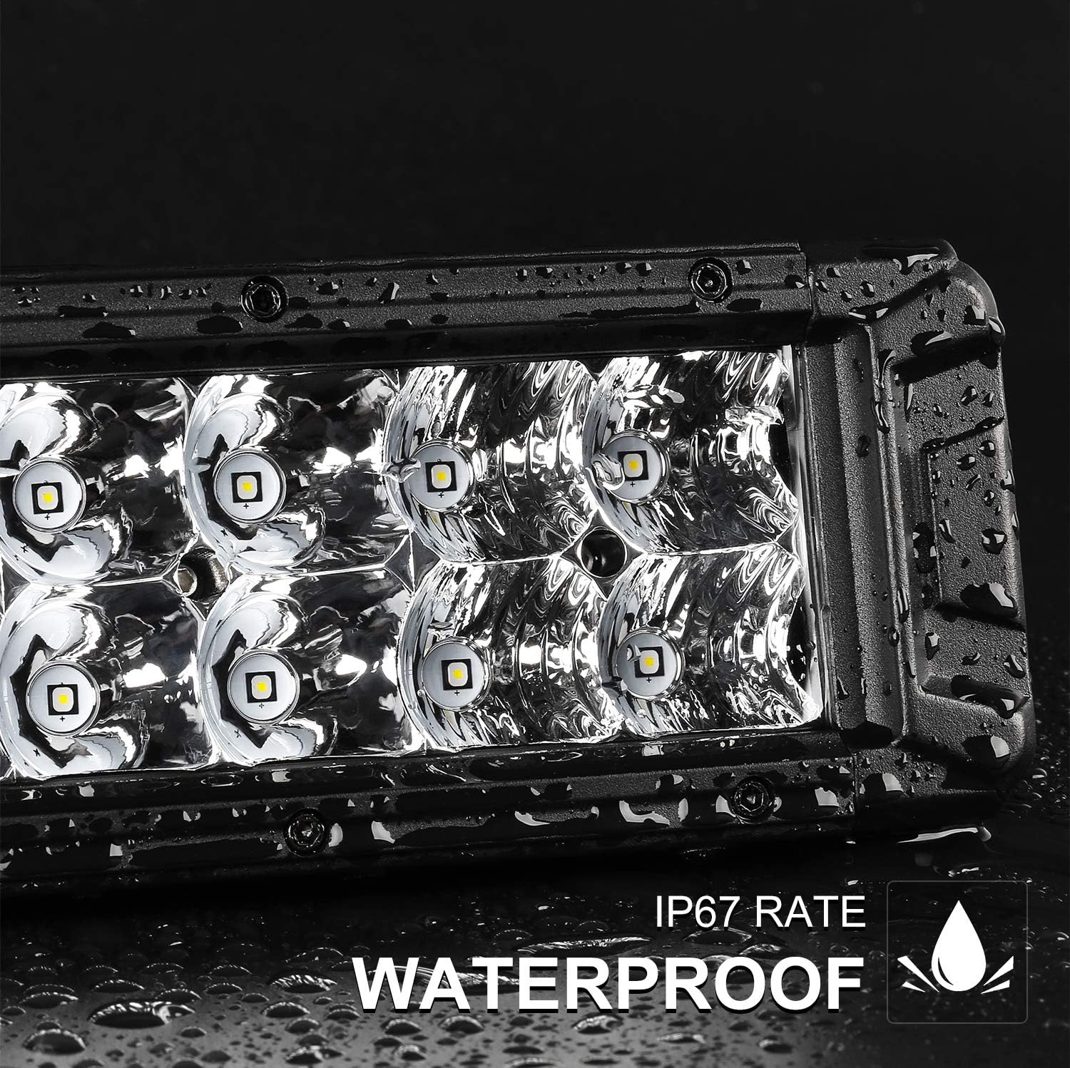 LED Light Bar 8 Inch Double Row 120W 12000LM Spot Flood Combo Off Road Lights Xenon White IP68 Waterproof Driving Light, 2Pcs Q83474