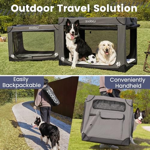 Charcoal Gray Portable Soft Dog Crate with Carry Bag Z800
