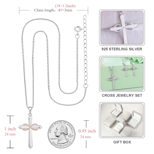 925 Sterling Silver Polished Cross Pendant Necklace K37938