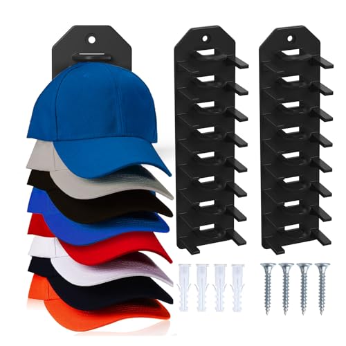 2 Pack Hat Organizer for Baseball Caps, Wall Hat Rack, Hold Up to 16 Hats F468223
