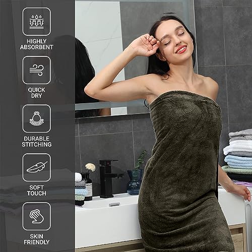 4 Pcs Oversized Black Microfiber Bath Towels 35x70 Inches M771897