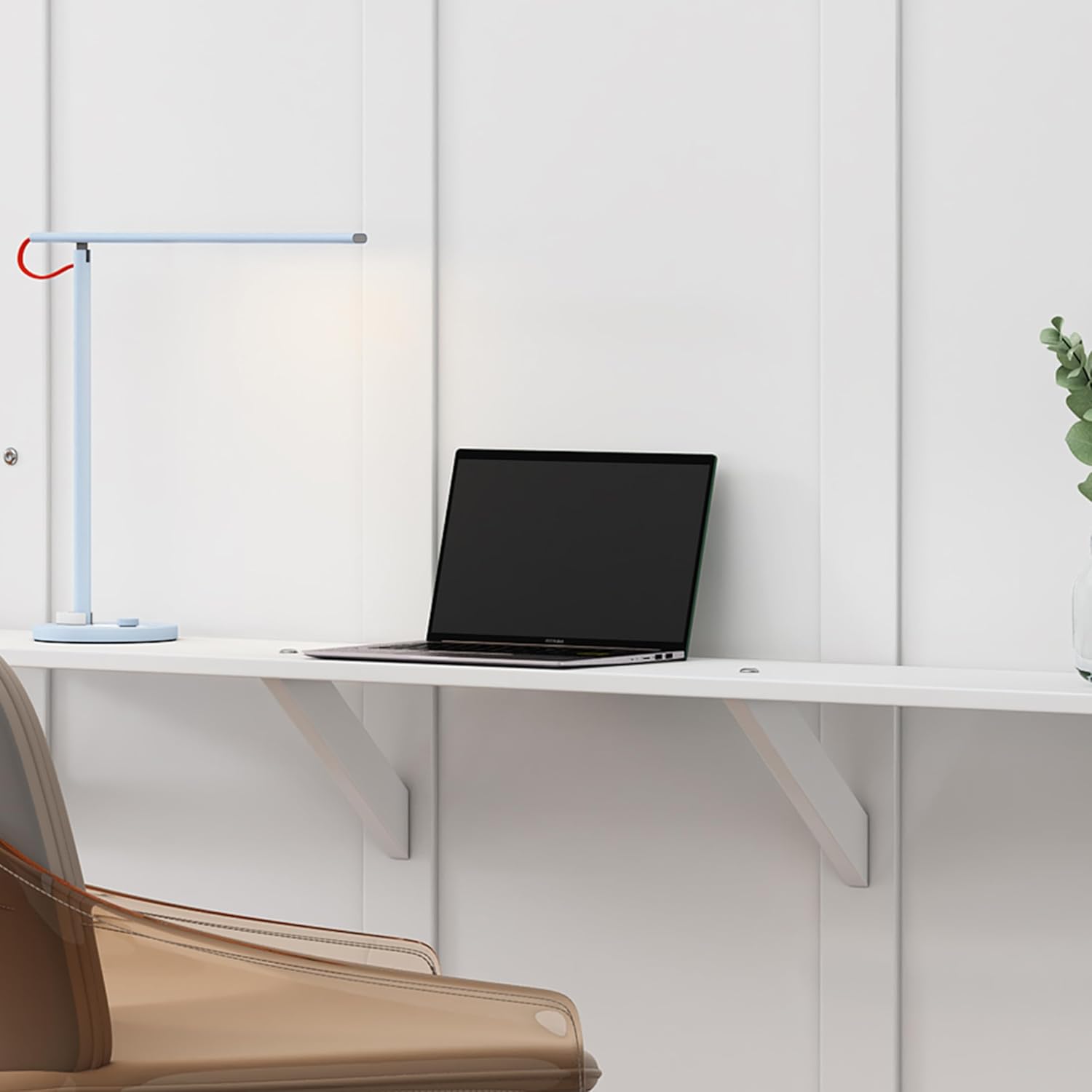 White Queen Size Murphy Bed with Desk S34010