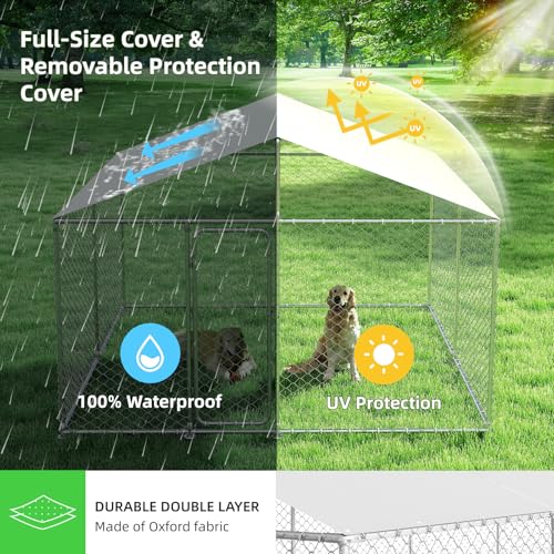 Extra Large Outdoor Dog Kennel with Waterproof Cover and Security Lock D958246