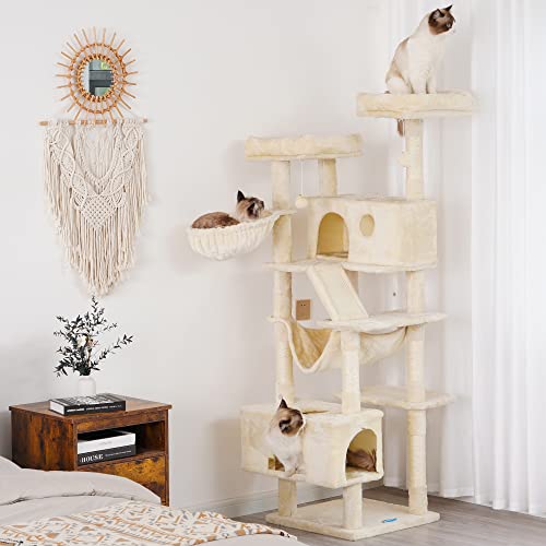 Light Gray 69 Inch Cat Tree with Scratching Posts O79980
