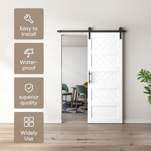 Black 36" x 84" Solid Wood Barn Door with Hardware Kit G72744