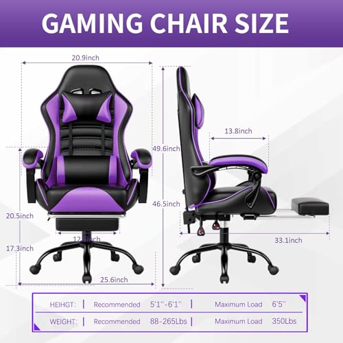 Blue PU Leather Ergonomic Gaming Chair with Footrest R2872
