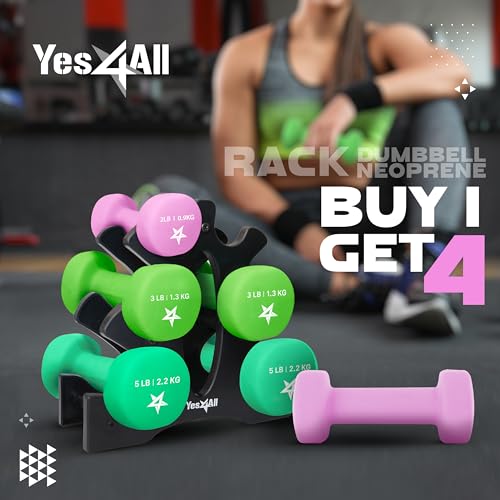 Neoprene Coated Dumbbell Hand Weight Sets with Rack B76428