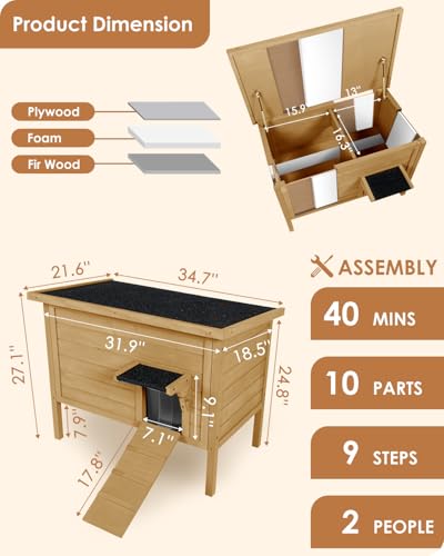 Insulated Weatherproof Outdoor Cat House for Multiple Cats P53855