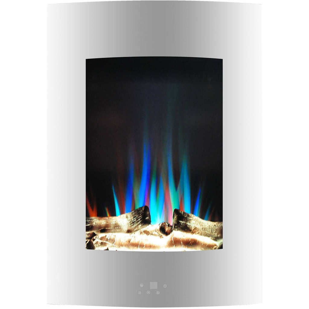 19.5 in. White Vertical Electric Fireplace with Multi-Color Flame and Driftwood Log Display G3578