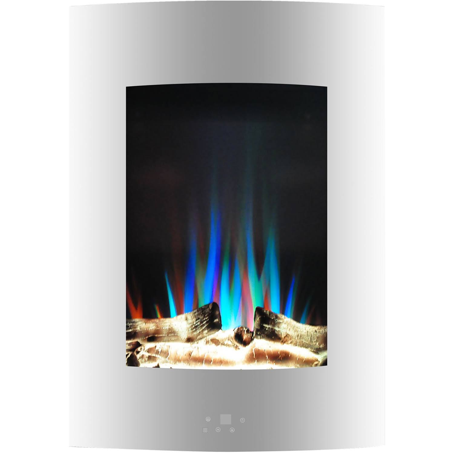 19.5 in. White Vertical Electric Fireplace with Multi-Color Flame and Driftwood Log Display G3578