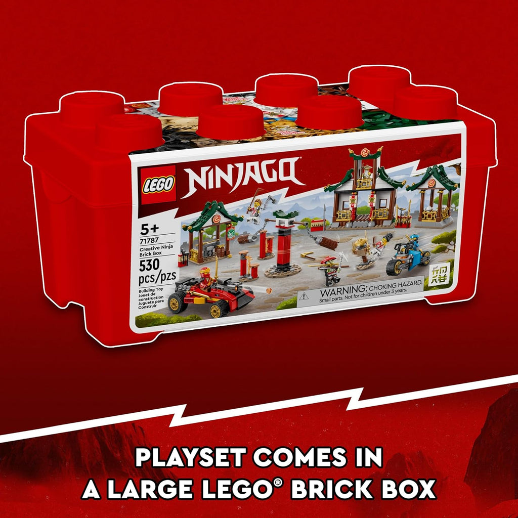 Creative Ninja Brick Box 71787, Toy Storage, Bricks to Build Dojo, Ninja Car, Motorbike, 6 Minifigures P461404