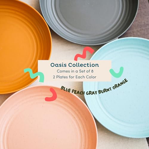 Deep Wheat Straw Dinner Plates Set of 8, Pastel 9" E1042