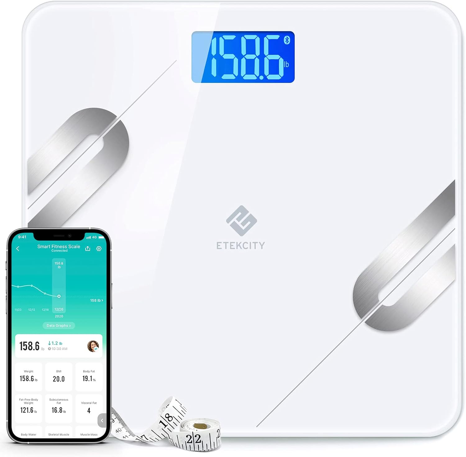 400 lb Pack of 2 Digital Bluetooth Body Fat Scale M1106