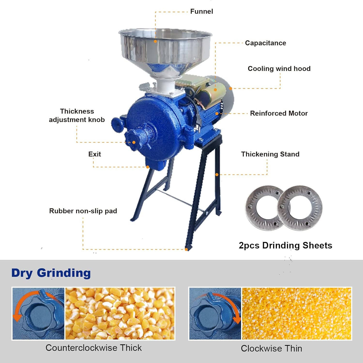110V 3000W Electric Grain Mill Corn Grinder X92101