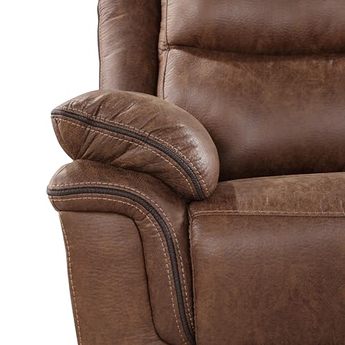 Brown Polyester Manual Sofa with Dual Recliner E8493