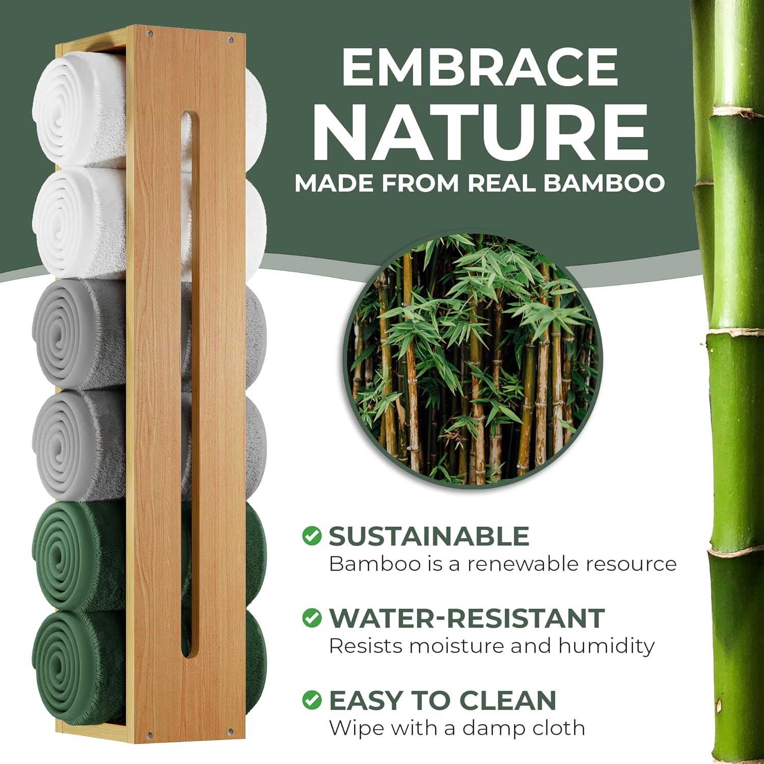Bamboo Wall Mounted Towel Rack R4940