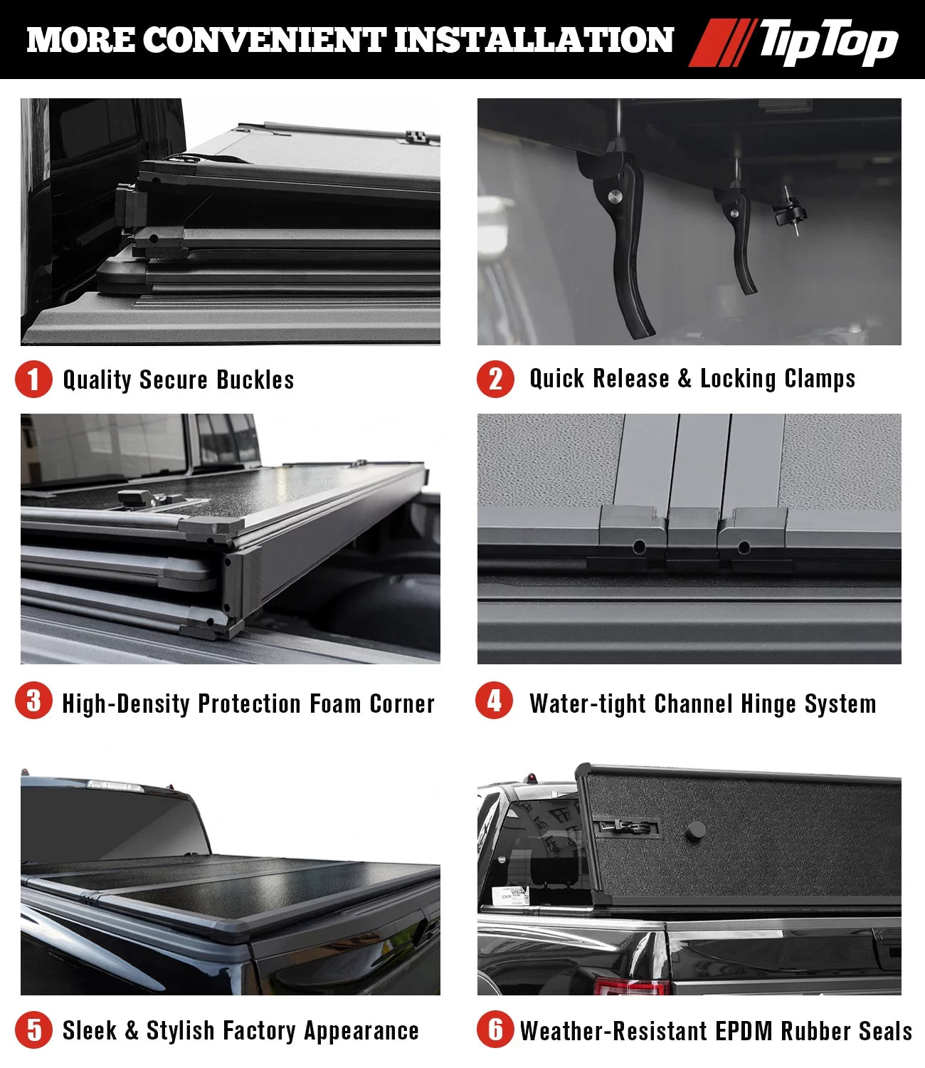 Tri-Fold Hard Tonneau Cover Truck Bed FRP E60032
