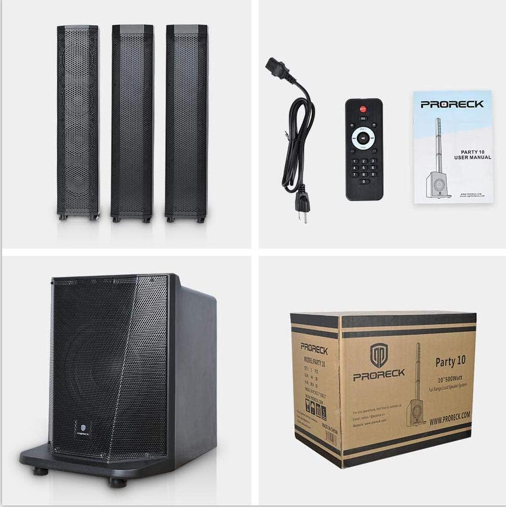 Portable 10-Inch 500 Watt Line Array Column Powered DJ/PA System Speaker R607228