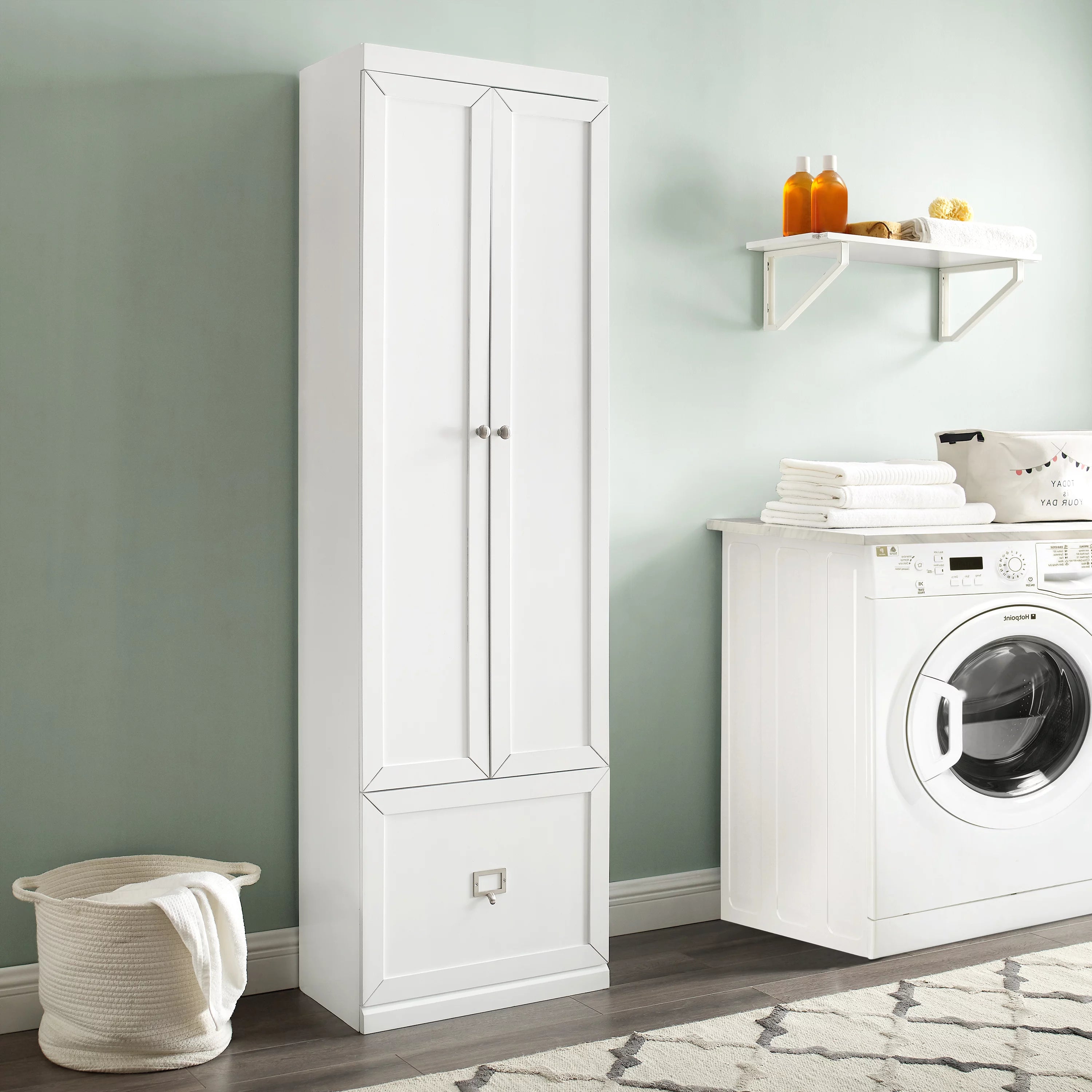 White Wood Convertible Pantry Closet V864641