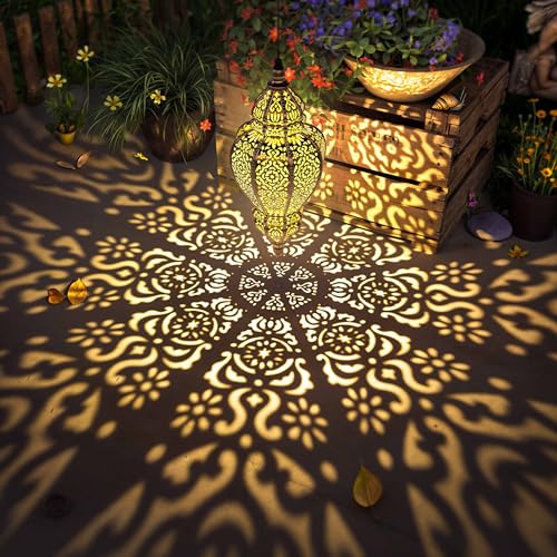 Gold Plastic Solar Hanging Lantern I892