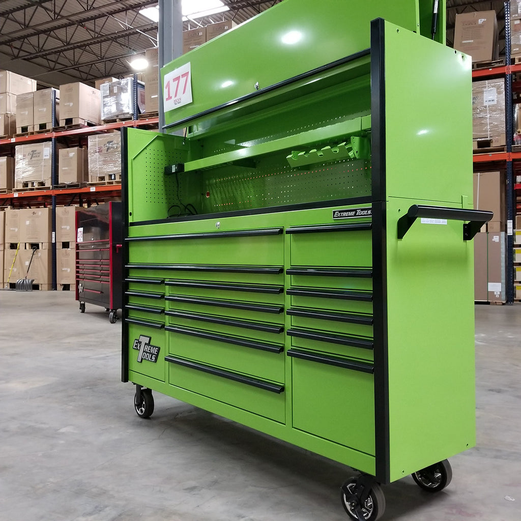 Green-Black Triple Bank Roller & Hutch Combo Toolbox V135