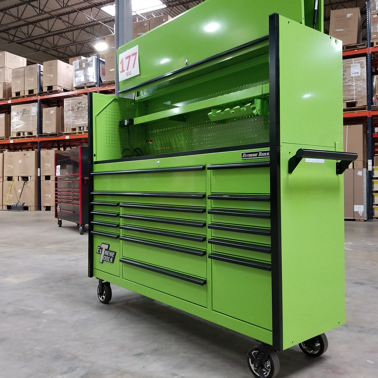 Green-Black Triple Bank Roller & Hutch Combo Toolbox V135