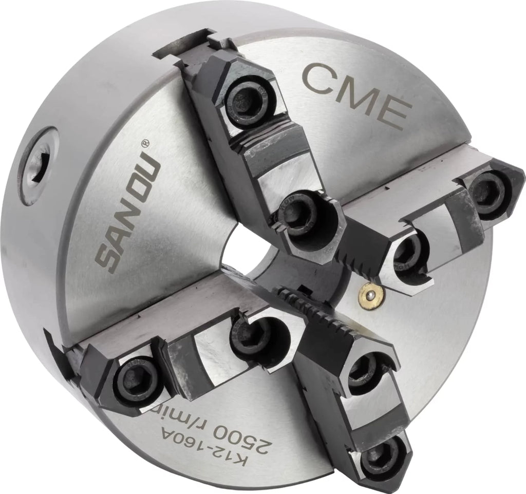 6" 4-Jaw Self-Centering Lathe Chuck, Plain Back, Two-Piece Reversible Jaws V641