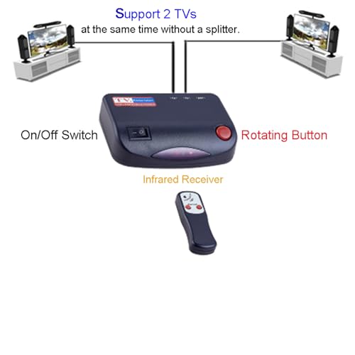 Outdoor TV Antenna, Long Range, 360° Rotation, 4K 1080P VHF UHF, with Remote and 40ft RG6 Coax Cable P8444