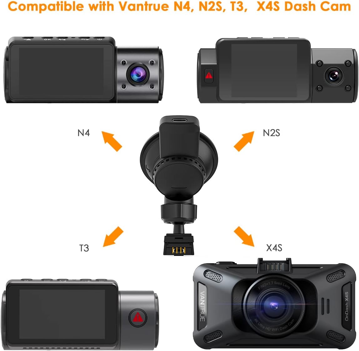 Dash Cam USB Port Car Suction Cup Windshield Mount D5700