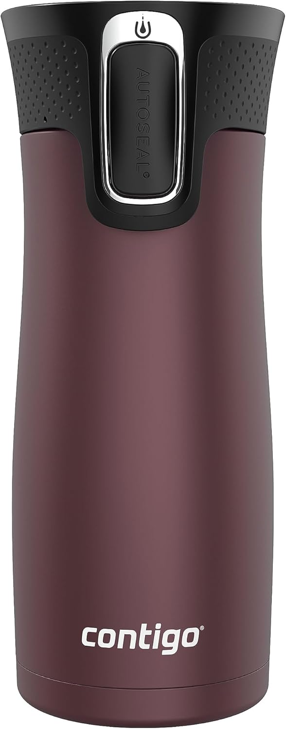Stainless Steel Vacuum Travel Mugs with Spill-Proof Lids, 16oz B8462