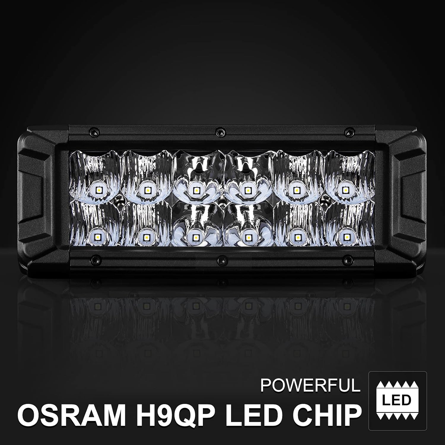 LED Light Bar 8 Inch Double Row 120W 12000LM Spot Flood Combo Off Road Lights Xenon White IP68 Waterproof Driving Light, 2Pcs Q83474