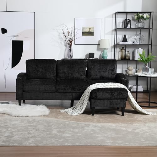 Beige Convertible L Shaped Sectional Sofa with Storage Ottoman Y79279