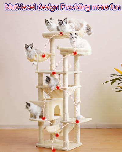63" Smoky Gray Cat Tree with 2 Platforms, 2 Baskets, and Toys N452