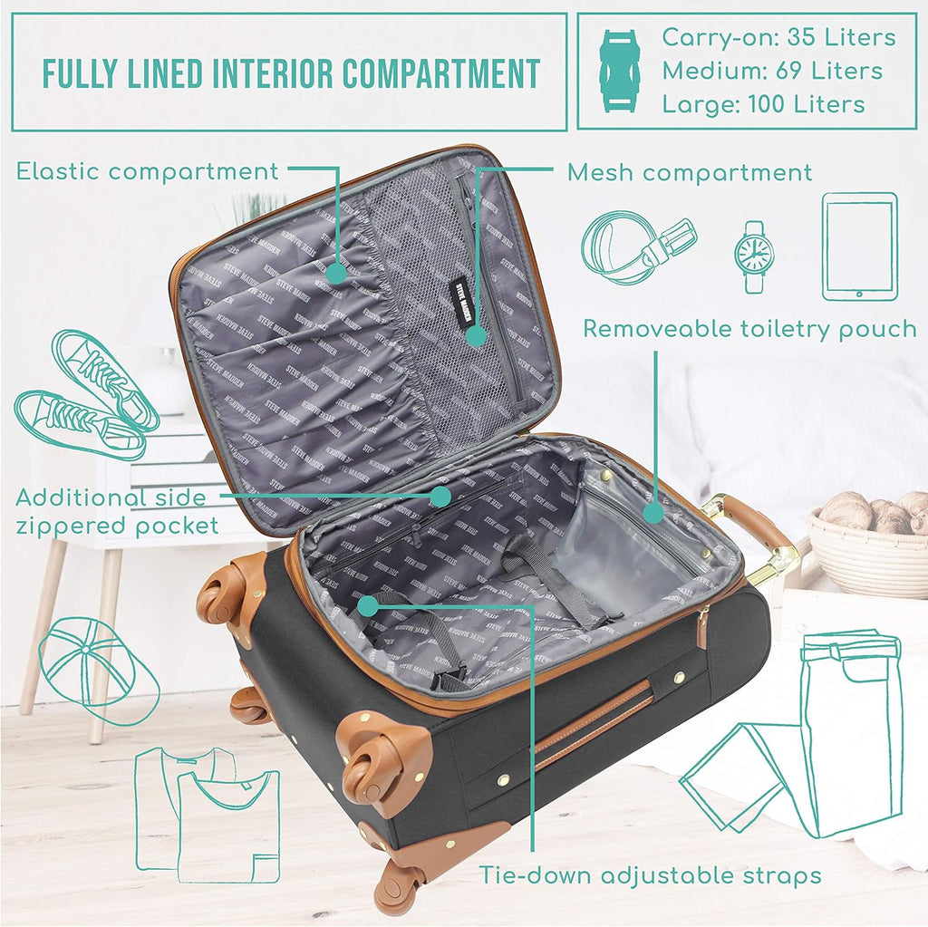 Lightweight Softside Expandable 20 Inch Carry On Bag with 4-Rolling Spinner Wheels Z526