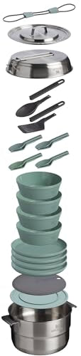 26-Piece Camp Kitchen Cook Set with 4 qt Pot, 8in Fry Pan, Plates, Bowls, Utensils M704797