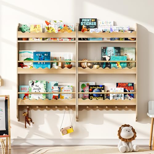 Natural 3-Tier Wall Mounted Kids Bookshelf W3061
