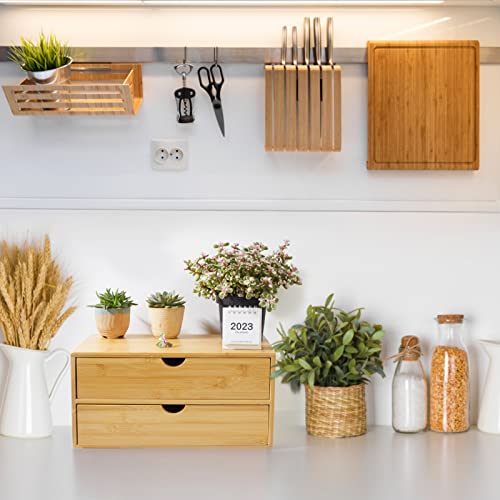 Bamboo Desk Organizer with 3 Drawers E3767