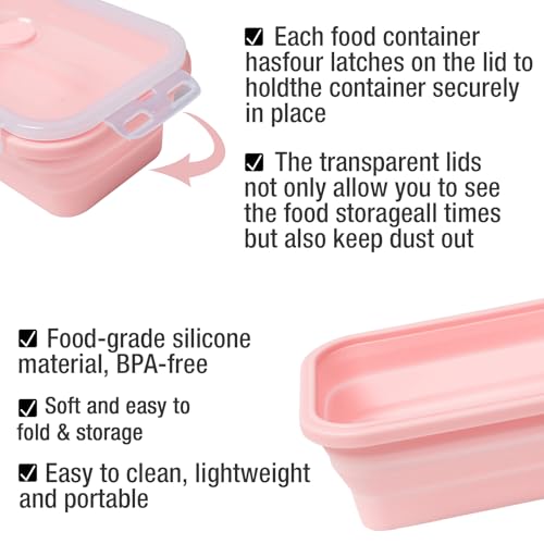 4 Pieces Collapsible Silicone Food Storage Containers with Airtight Lids H727
