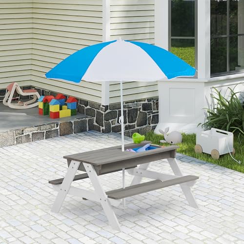 Wooden Sand & Water Table with Umbrella B829