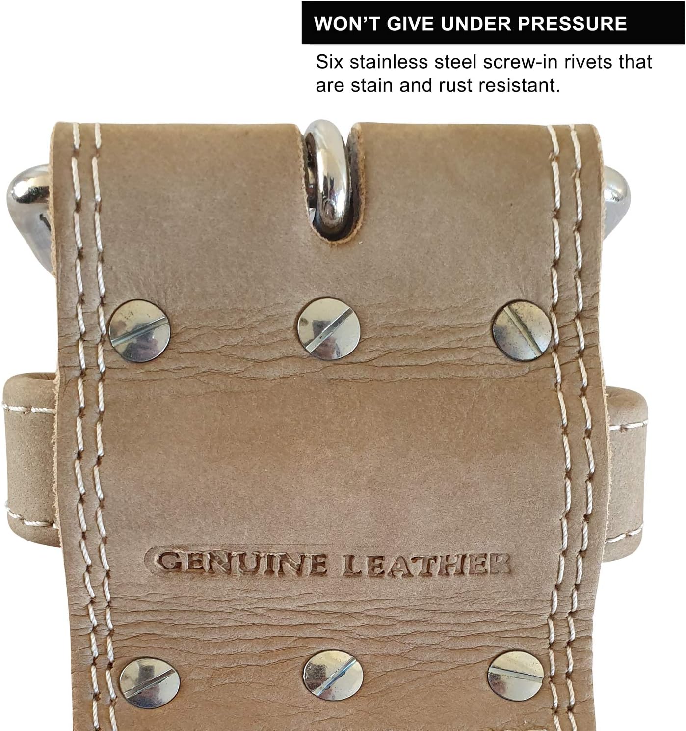 4 Inch 10mm Single Prong Powerlifting Belt Vegetable Tanned Leather Oat Medium X538852