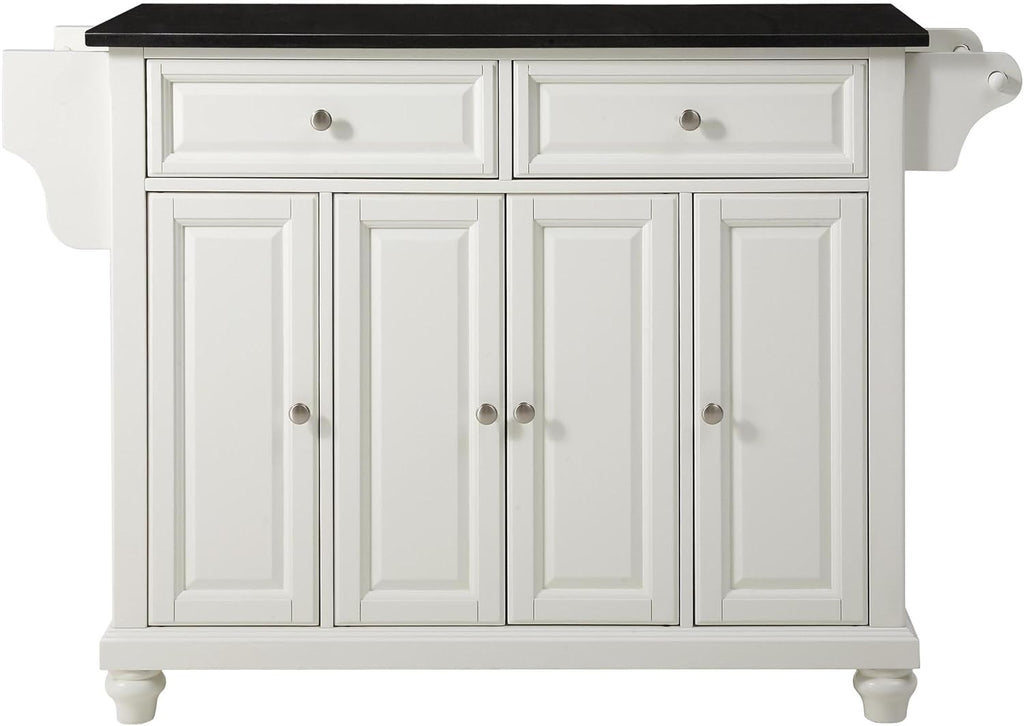 White Full Size Kitchen Island with Solid Granite Top Y1937