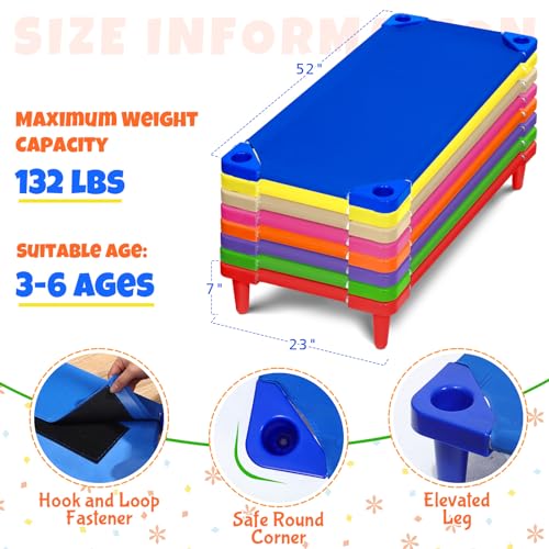 16 Pcs Stackable Toddler Nap Cots with Sheets Set O21983