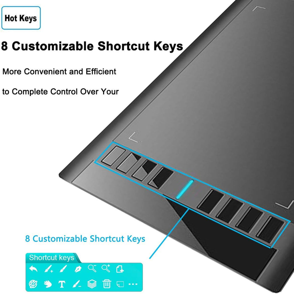 10 x 6 inch Graphics Drawing Tablet with 8 Hot Keys I719556